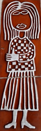 Pottery woman tile